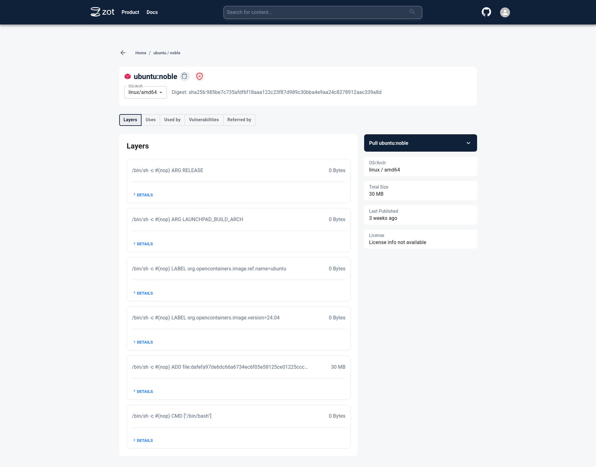 Zot image tag details Zot image tag details